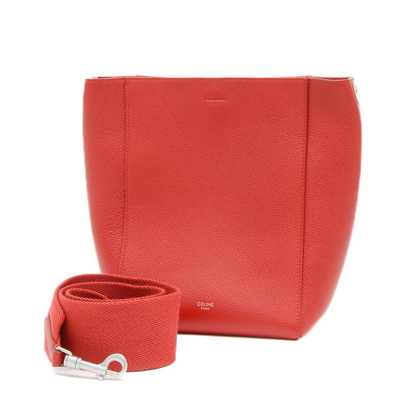 Celine Sangle Bucket Shoulder Bag Red Leather - Picture 1 of 6